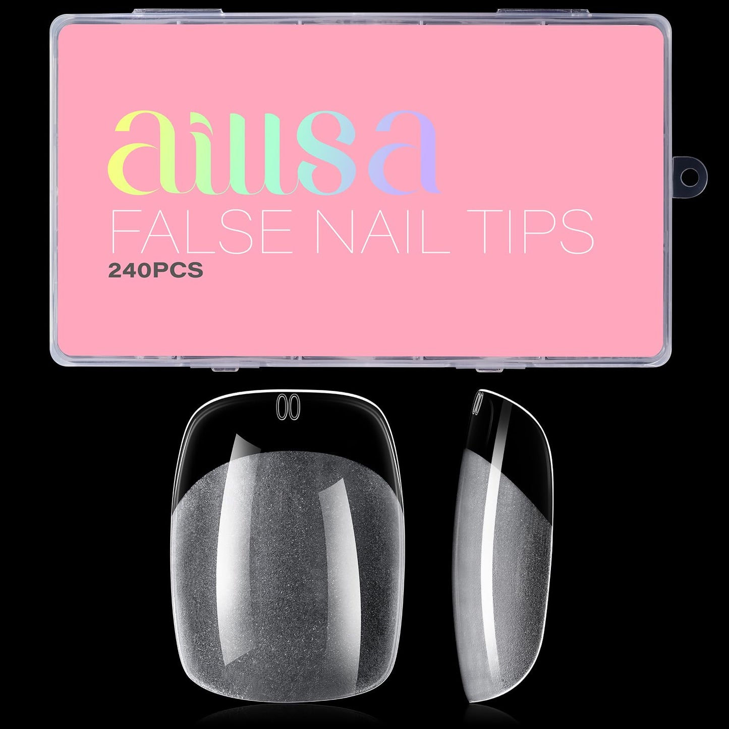 AILLSA Short Square Nail Tips, Fake Thickened Half Matte Nails Tips, Pre-shaped Press on False Nail Tip for Nail Salon 240PCS 15 Sizes with Storage Box