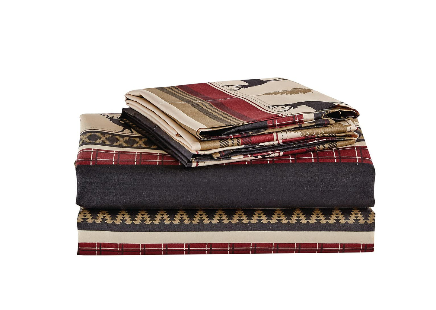 Chezmoi Collection 3-Piece Rustic Lodge Forest Wildlife Moose Deer Microfiber Printed Bed Sheet Set, Twin XL Size