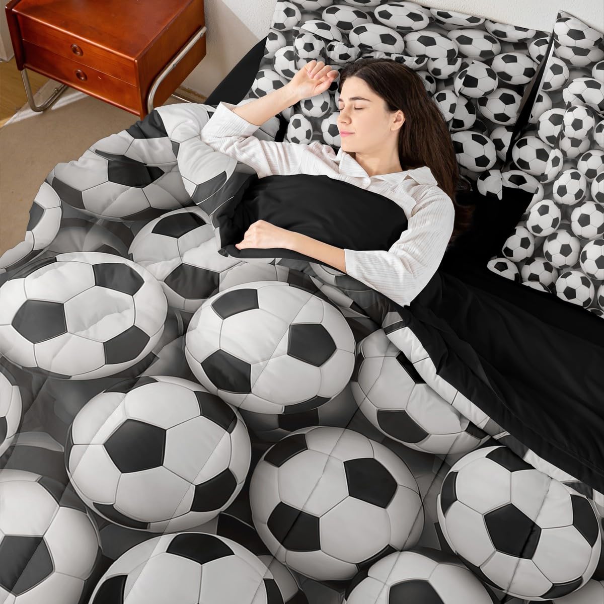 Erosebridal Football Full Comforter Set 7 Pieces, Soccer Match Bed in A Bag for Bedroom, Sport Theme Athletes Bedding Set with Comforters, Sheets, Pillowcases Kid Men Boy Room Decor