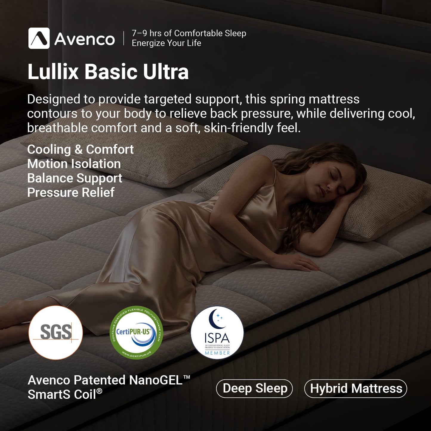 Avenco Twin Mattress 10 inch, Twin Hybrid Mattress with Individual Pocket Spring and Gel Memory Foam for Cool Night, Relieve Pressure, Balance Support, CertiPUR-US Mattress in a Box, Medium Firm