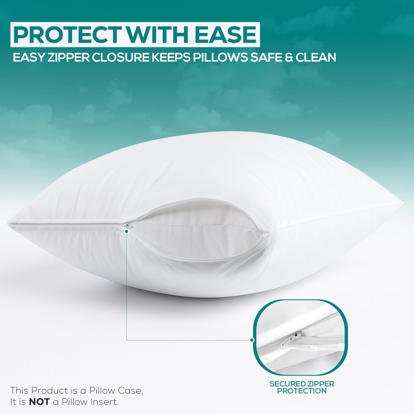 Set of 4 Pillow Protectors with Zipper Queen Size, Bed Bug and Dust Mite Proof Pillow Covers, Ultra Soft Pillow Encasements, Moisture Wicking and Waterproof Pillow Cases by Utopia Bedding (White)
