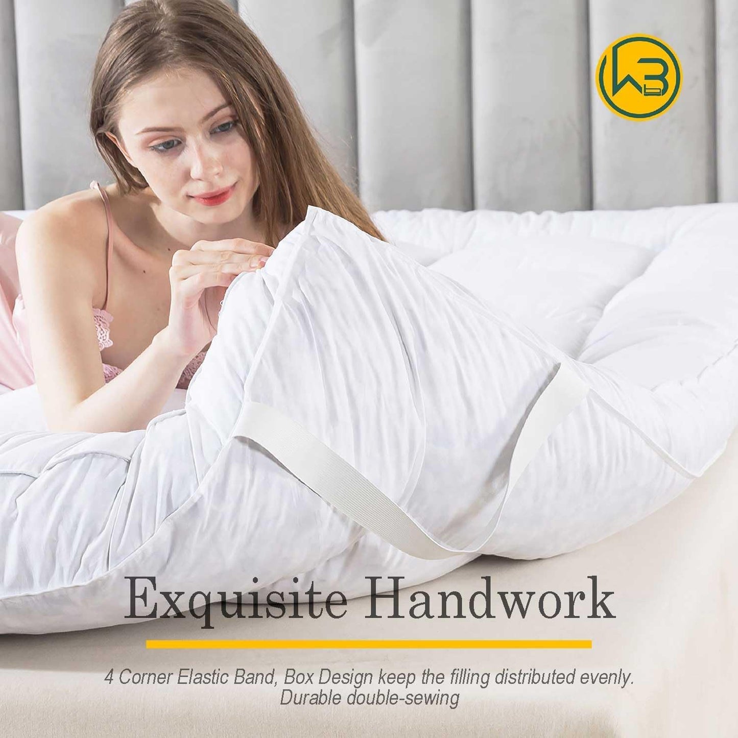 WhatsBedding 3 Inch Feather Bed Mattress Topper,Duck Feather Memory Foam Mattress Topper,Thickened Topper Layer,Twin