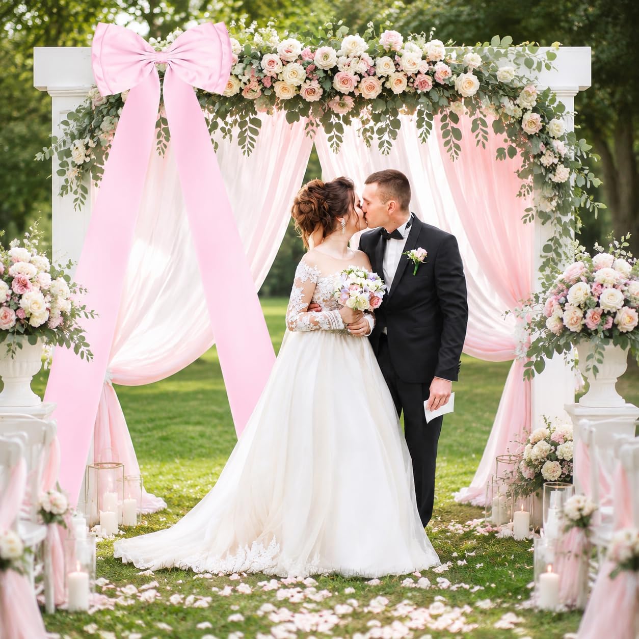 FUANGUI Valentine's Day Giant Bow Decoration, Pink Big Bow for Backdrop 75x18 Inch, Coquette Birthday Wall Room Home Decor, Large Satin for Wedding Engagement Bachelorette Baby Shower Bridal Christmas