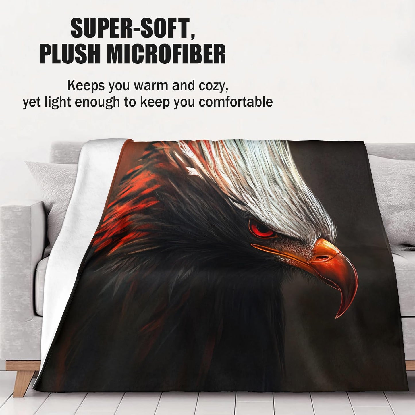 PAOABIU Eagles Blankets, Gothic Eagle Throw Blanket for Couch Bed Sofa, Dark Red Blankets and Throws - Super Soft Cozy Plush Flannel Blanket Gifts & Decor, 66x90