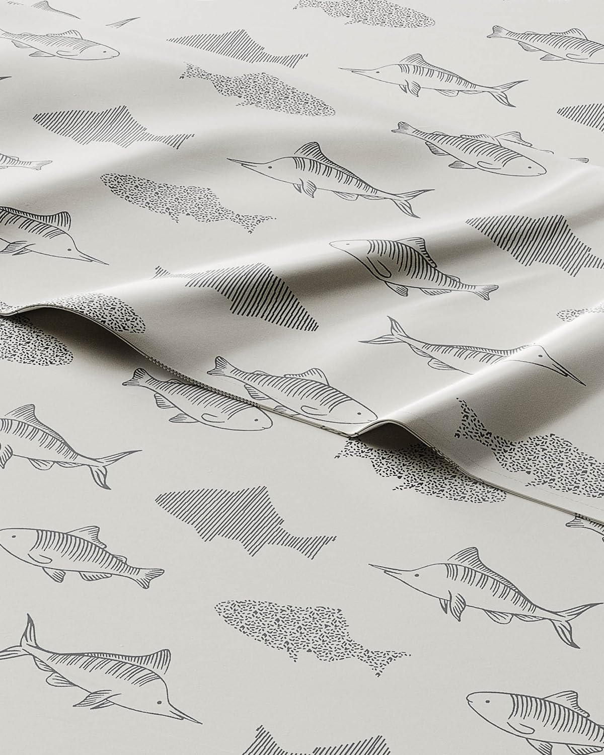 Kids Twin Size Bed Sheet Set - 3 Piece Kids Loft Bed Sheets - Fish Sea Animal Themed Bedding - Soft, Cute - Breathable and Machine Washable - Ocean Animal Bed Set for Boys, Girls, Teens and Toddlers