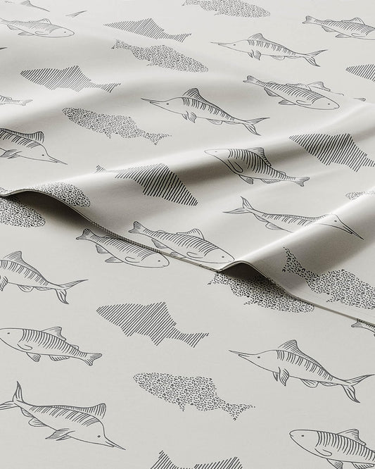 Kids Twin Size Bed Sheet Set - 3 Piece Kids Loft Bed Sheets - Fish Sea Animal Themed Bedding - Soft, Cute - Breathable and Machine Washable - Ocean Animal Bed Set for Boys, Girls, Teens and Toddlers