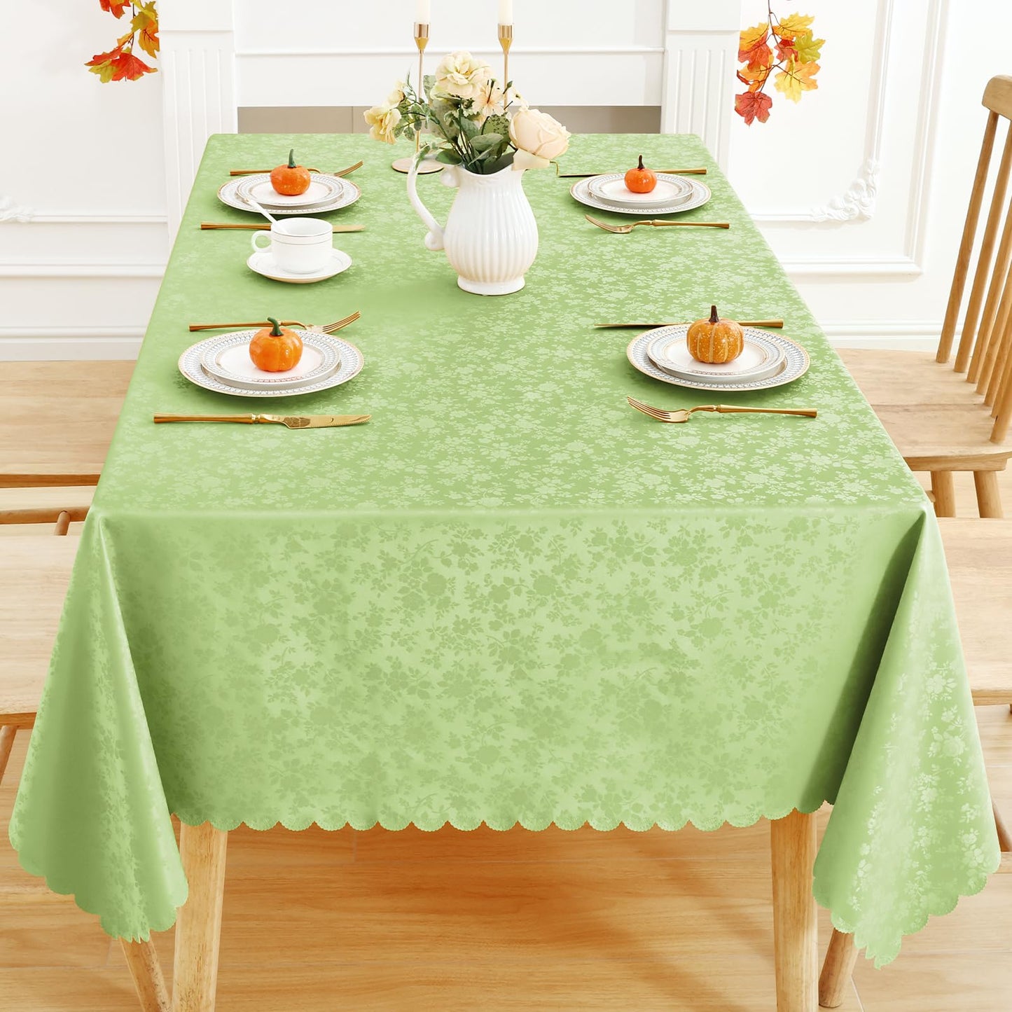 Smiry Rectangle Table Cloth, Waterproof Heavy Duty Vinyl Tablecloths, Wipeable Washable Table Cover for Kitchen and Dining Room (Sage Green, 60" X 120")