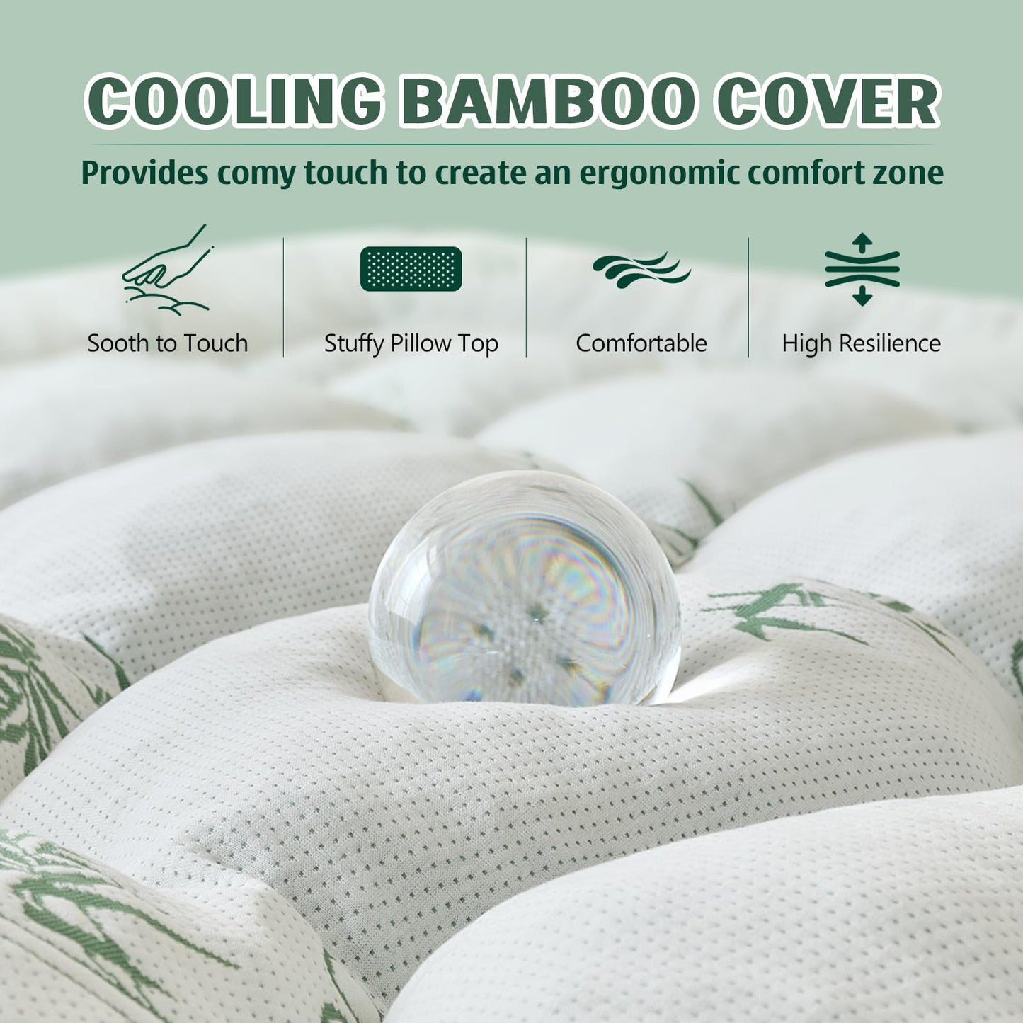5 Inch Memory Foam Mattress Topper King Size, Breathable Viscose Made from Bamboo Pillow Top Mattress Pad Cover, Ultra Soft Bed Topper with 2000 GSM Foam Filling for Pain Relief, White,78x80x5 in