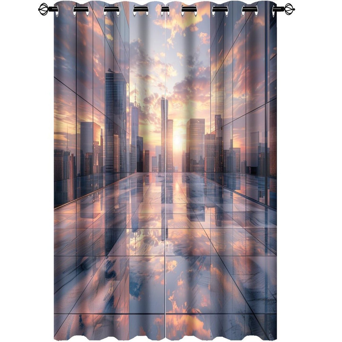 TOWINSFB Fantasy City Architecture Blackout Curtains, Sky Colorful Building Sunset Grommet Thermal Insulated Curtains Window Drapes for Bedroom Living Room, 2 Panels, Each 21W x 63L