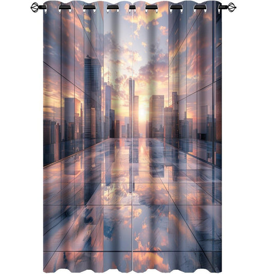TOWINSFB Fantasy City Architecture Blackout Curtains, Sky Colorful Building Sunset Grommet Thermal Insulated Curtains Window Drapes for Bedroom Living Room, 2 Panels, Each 21W x 63L