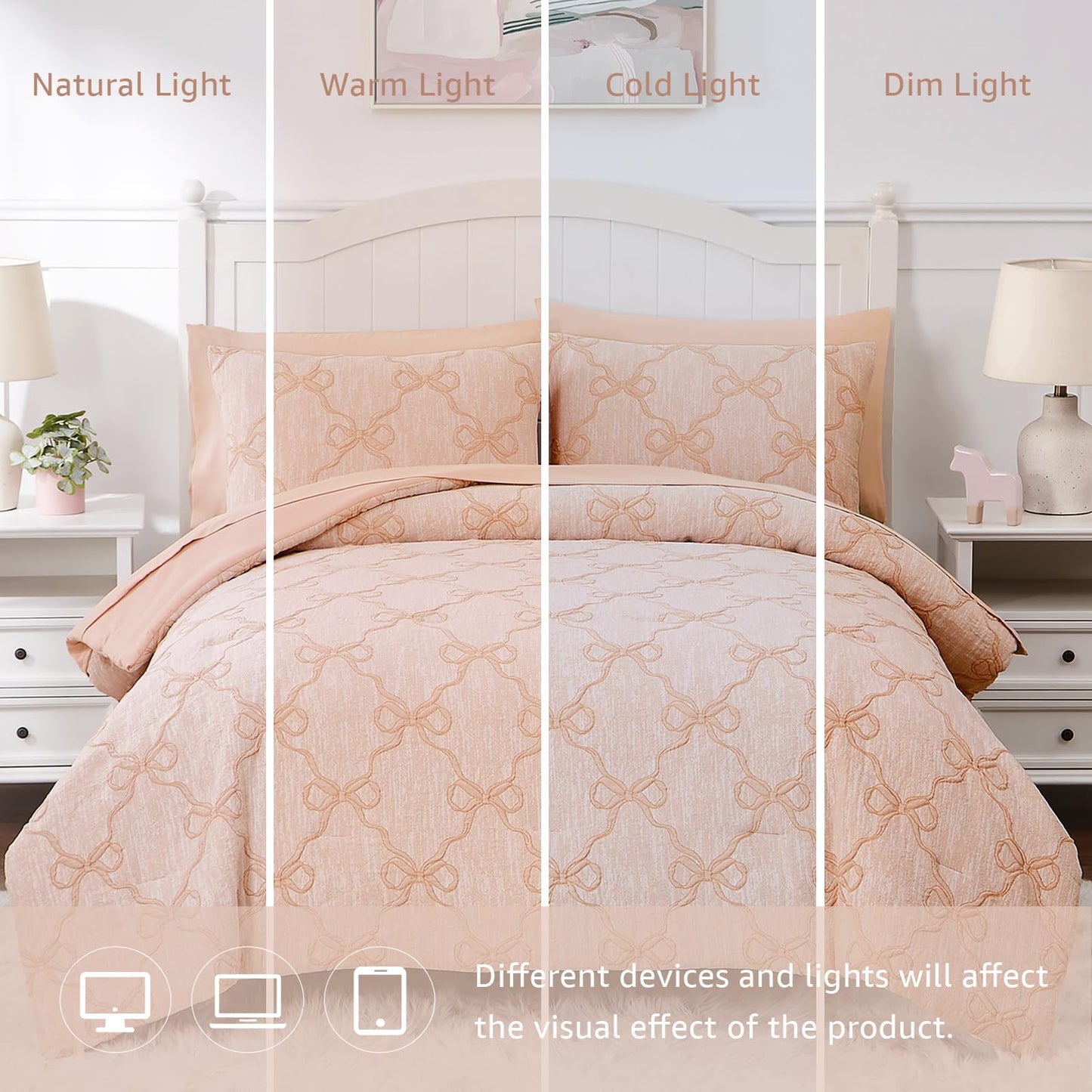 Wink Deer Twin Comforter Set with Sheets for Girls-5 Pieces Twin Bedding Sets with Orange Pink Comforter, Sheets, Pillowcase & Sham for Kids (Orange Pink Diamond, 66" X 86")