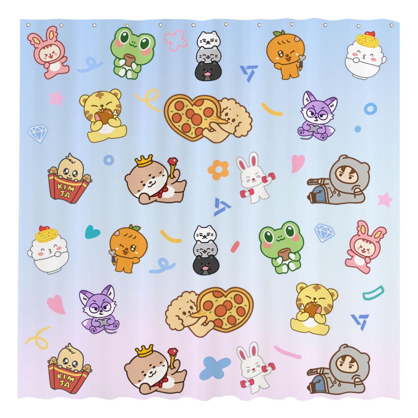 Funnytree Korea Music Cute Performance Teamwork Energy Youth Shower Curtain 72"x72" - Waterproof Fabric Bathroom Decor for Women Teens Girls Fans Daughter, Easy Care Washable (Hooks Not Included)