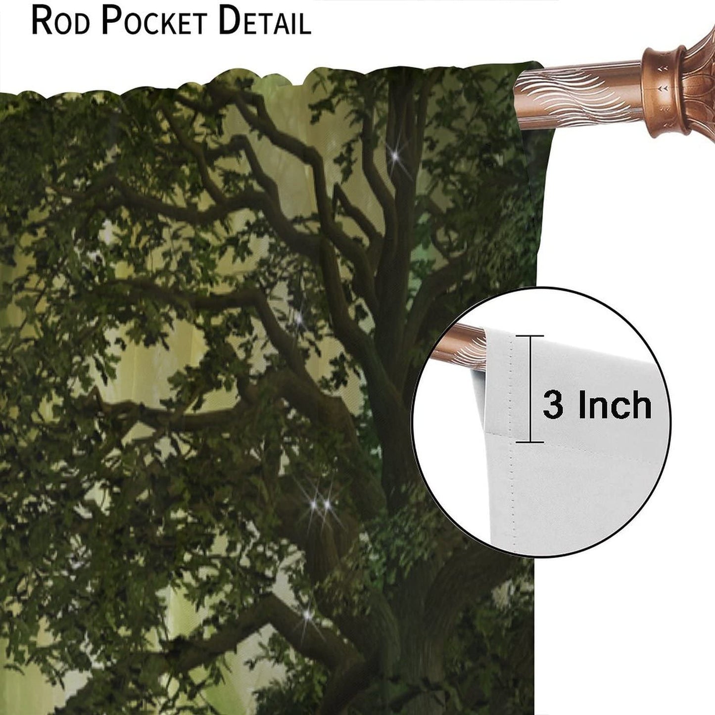 Fantasy Forest Blackout Curtains,Fairy Tale Green Forest Trees Deer Blackout Window Door Curtains for Bedroom Living Room Home Decor W42xL45in