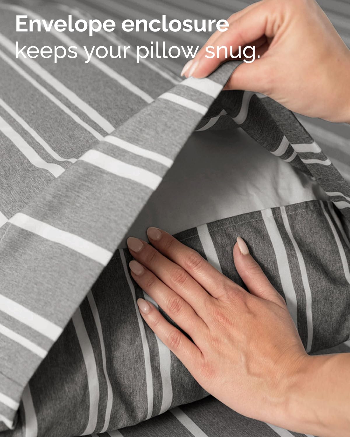 Twin Size 3 Piece Sheet Set - Comfy Breathable & Cooling Sheets - Hotel Luxury Bed Sheets for Women & Men - Deep Pockets, Easy-Fit, Soft and Wrinkle Free Sheets - Grey Stripes Oeko-Tex Bed Sheet Set