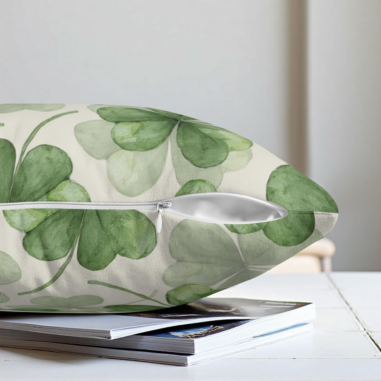 ABSOP St. Patrick's Day Pillow Covers 18x18 Inch Green Shamrock Pattern Decorative Throw Pillow Covers Set of 2 Holiday Pillowcases for Sofa Couch Home Party Bedroom Decor