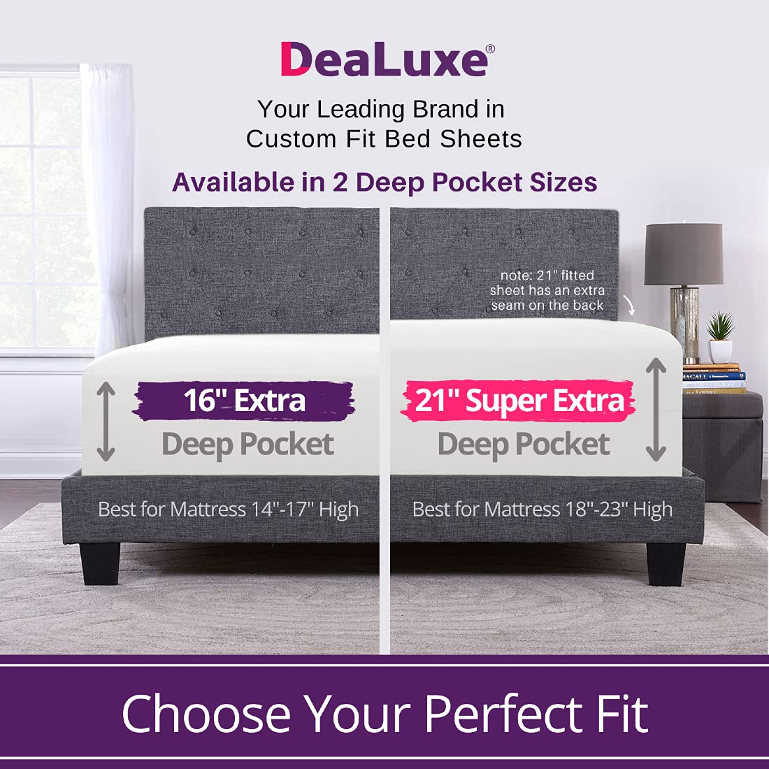 Extra Deep Pocket King Size Sheets – 21” King Sheet Sets Deep Pocket – [4 Piece Set] King Bed Sheets Oversize Flat Sheet, Fitted Sheet, 2 Zippered Pillowcases – 18”–23” Deep Pocket King Sheets – White
