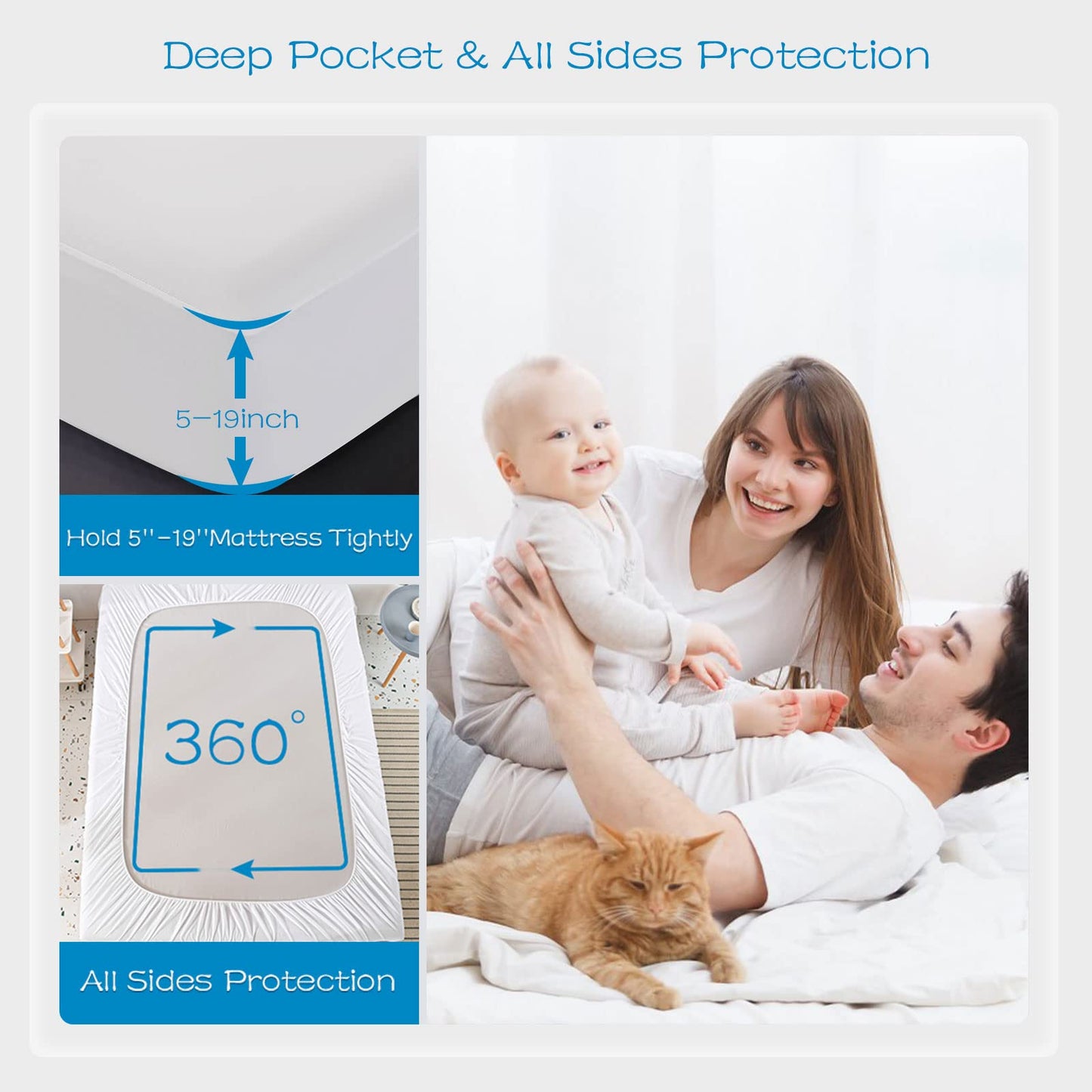 GRT 2 Pack Full Size Mattress Protector Waterproof, Breathable & Noiseless Waterproof Mattress Protector Fitted Deep Pocket from 5" to 19", Smooth Full Bed Mattress Cover Machine Washable