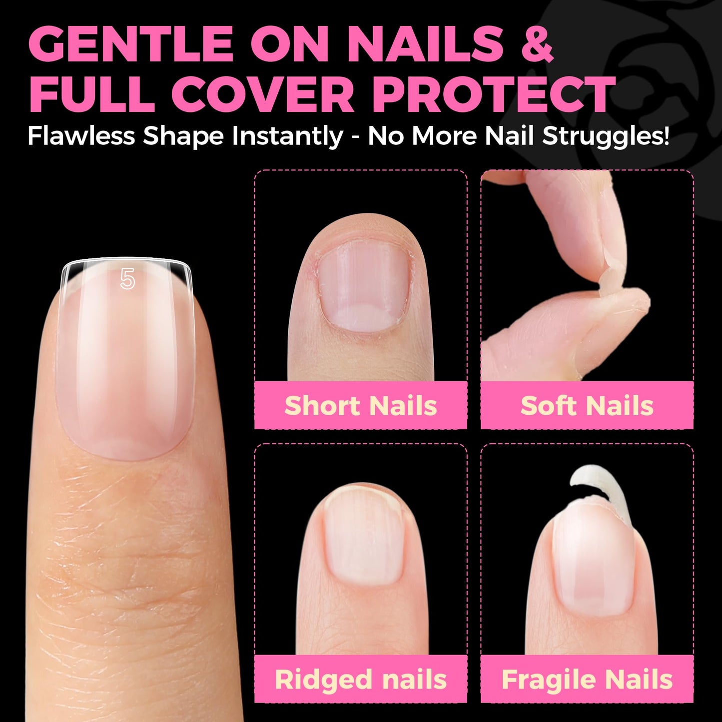 UNA GELLA Extra Short Nail Tips: 504pcs Square Fake Nails Pre-shape XS Short Square Press on Nails Gel Tips Full Cover Acrylic Nails False Nails for DIY Salon 12 Sizes