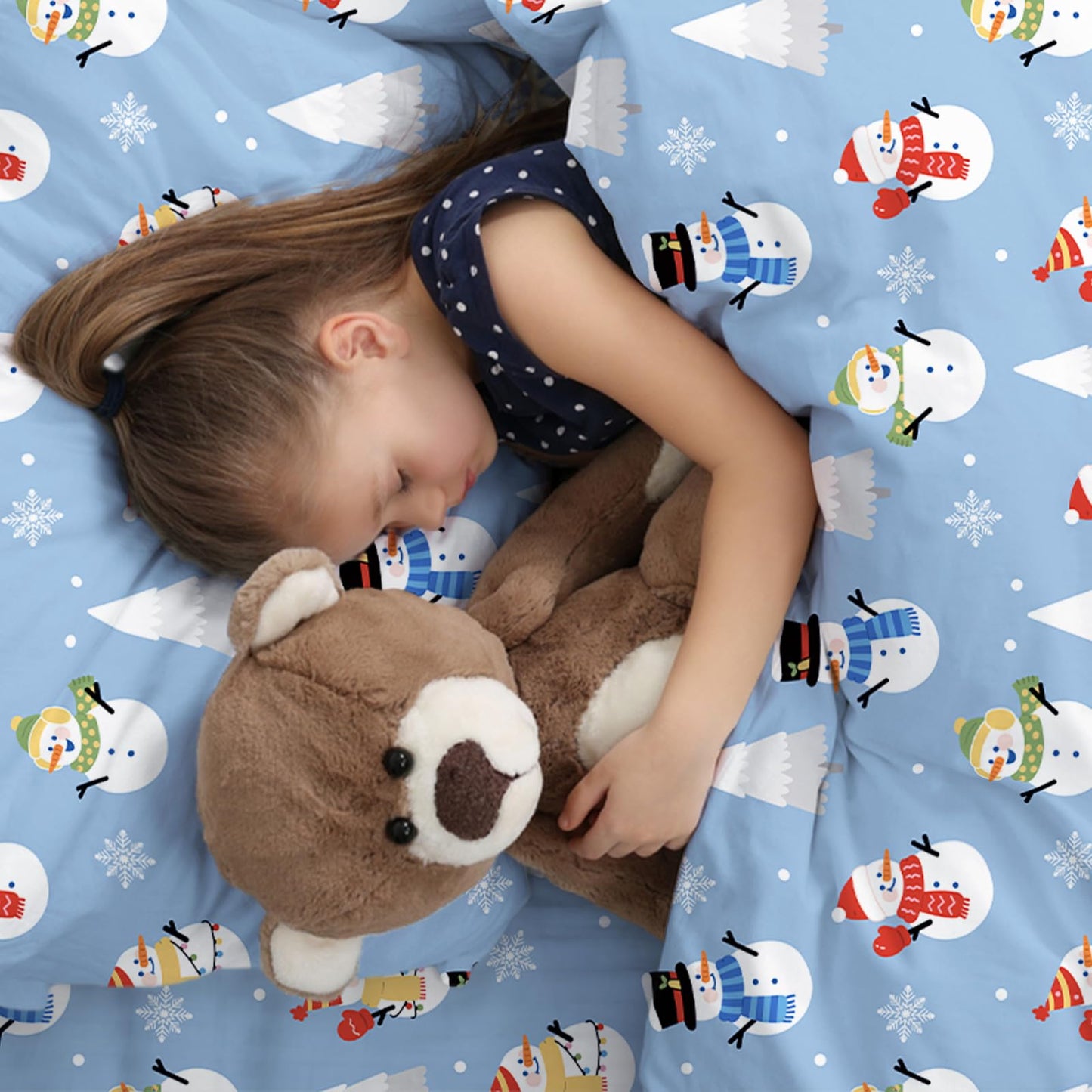LONAVA Twin Sheet Set Kids - 3 Pieces Soft Microfiber Cartoon Style Bedsheets for Boys Girls Teens, Oeko TEX, Breathable Deep Pocket Sheets, (Snow Man)