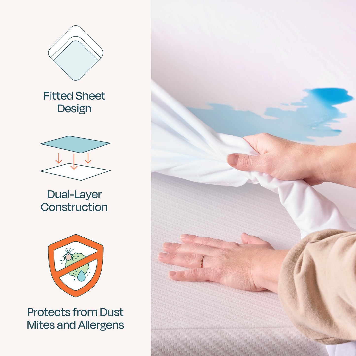 Linenspa Waterproof Mattress Protector, Queen Size – Fitted Sheet Style, Breathable, Machine Washable & Dryer Safe, White