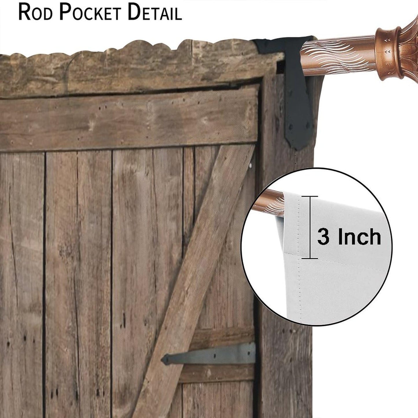 AuiMzoo Vintage Barn Door Blackout Curtains, Farmhouse Old West Rustic Plank Cabin Garage Door, Bedroom Living Room Rod Pocket Curtains42X45 Inch