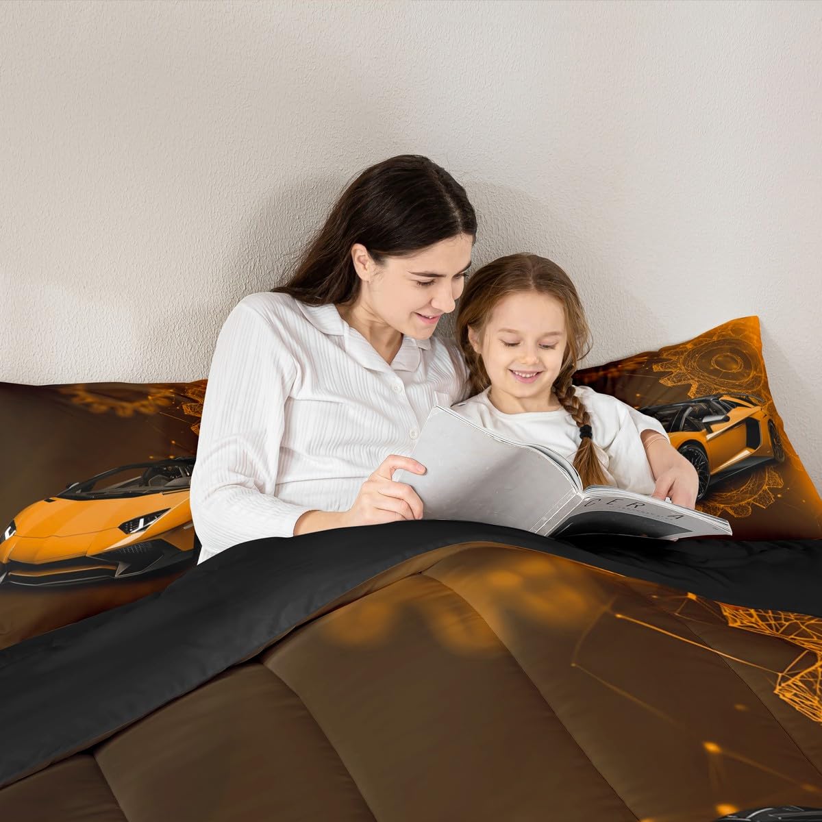 jejeloiu Speed Sports Car Comforter Set All Season Automobile Bedding Set with 1 Pillow Cases Ndustrial Gear Microfiber Kids Twin Bedclothes Bedroom Decor Duvet Quilt Breathable Soft Lightweight