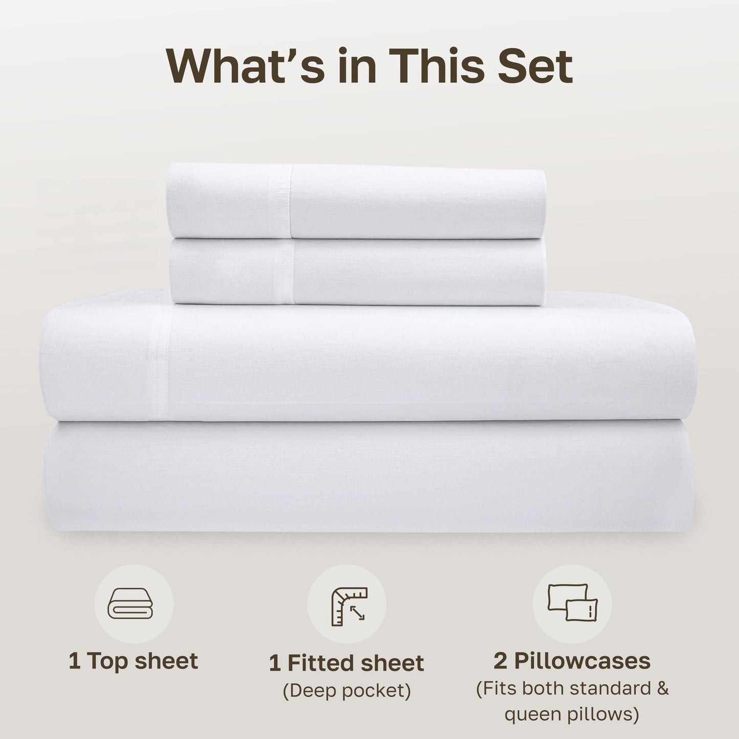 California Design Den Queen Sheet Set - Soft 100% Organic Cotton Sheets with Deep Pockets, Crisp Percale, Breathable and Durable Bedding Set - White