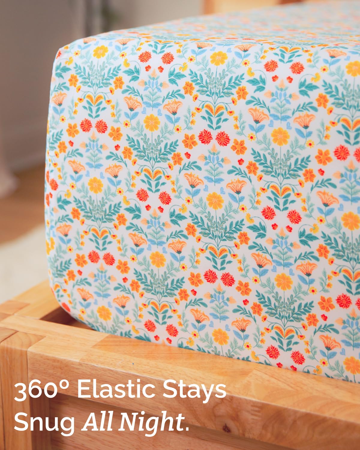 Floral Sheets - Flower Print Bed Sheet Set - 1 Flat, 1 Fitted & 2 Pillowcases w/ Deep Pockets - Comfy, Cozy, Wrinkle & Fade-Free - Boho Botanical Bedding - Soft, Breathable & Cooling - Full Size Set