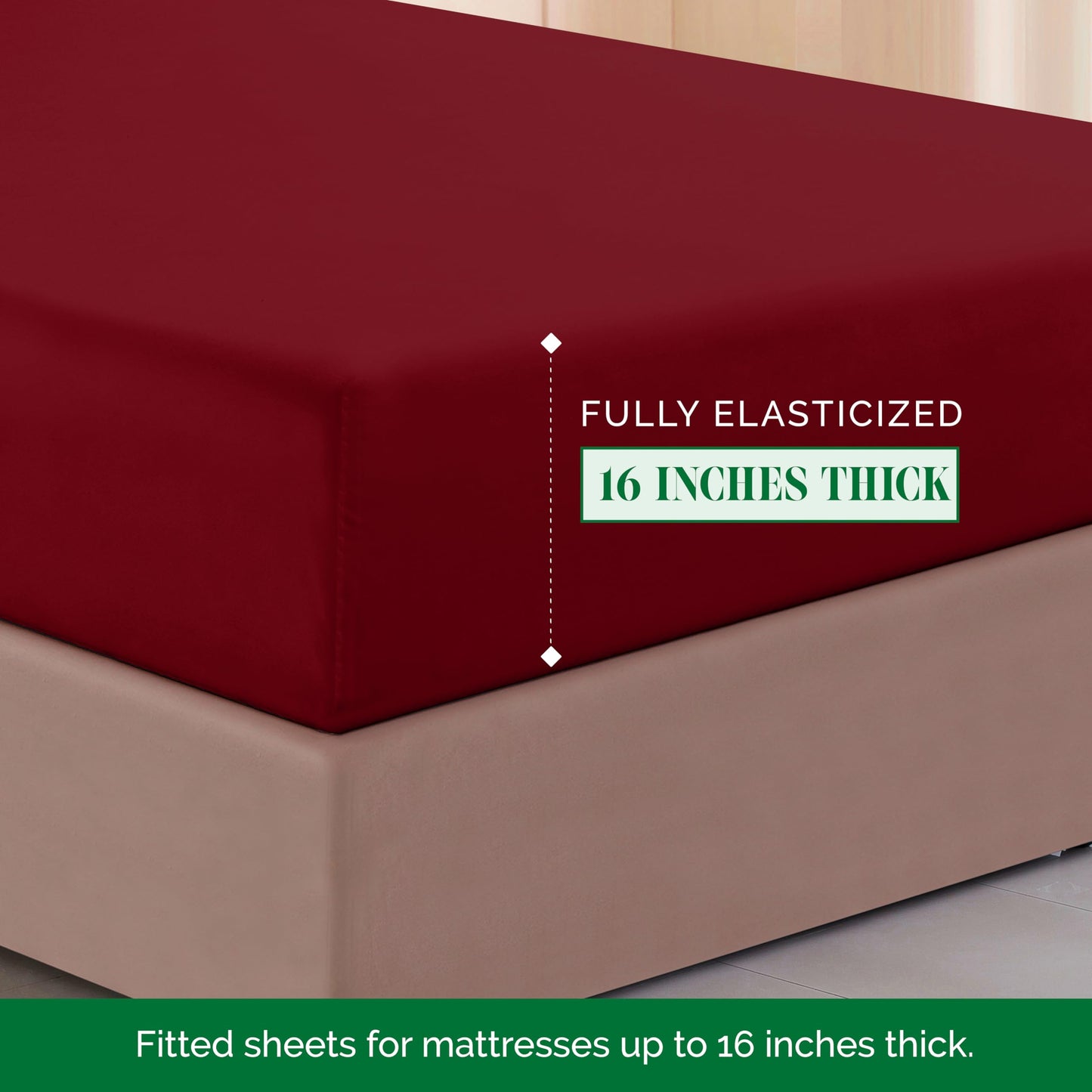 Elegant Comfort Luxurious 1500 Premium Hotel Quality Microfiber Three Line Embroidered Softest 4-Piece Bed Sheet Set, Wrinkle and Fade Resistant, King, Burgundy