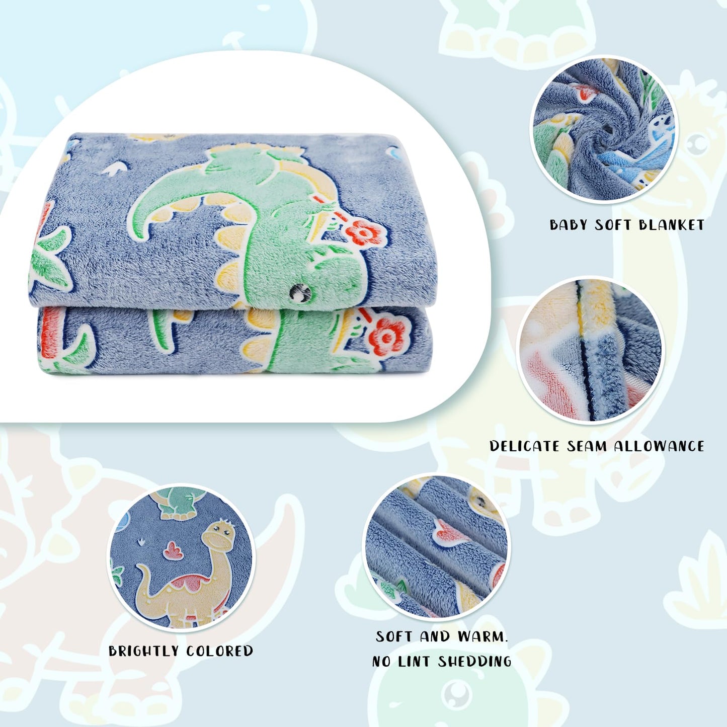Gdindff Glow in The Dark Dinosaur Blanket for Kids/Boys/Girls/Toddler, Cute Dino Kids Throw Blanket for Birthday/Graduation Gifts, Dinosaur Toys Gifts for Boys Girls Age 3-10 50"x60"