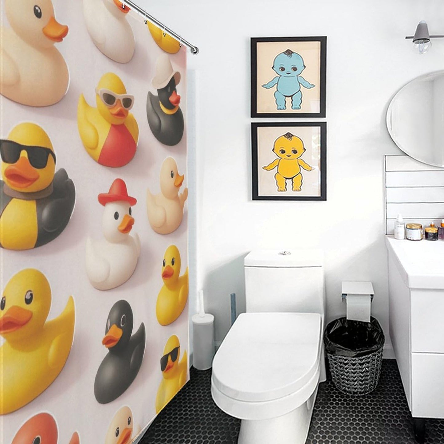 bladesgsd Colorful Rubber Ducks Shower Curtain Set Fabric Shower Curtains Waterproof Bath Curtain for Bathroom Hotel with 12 Hooks 69.69x70.87Inch（177x180cm）