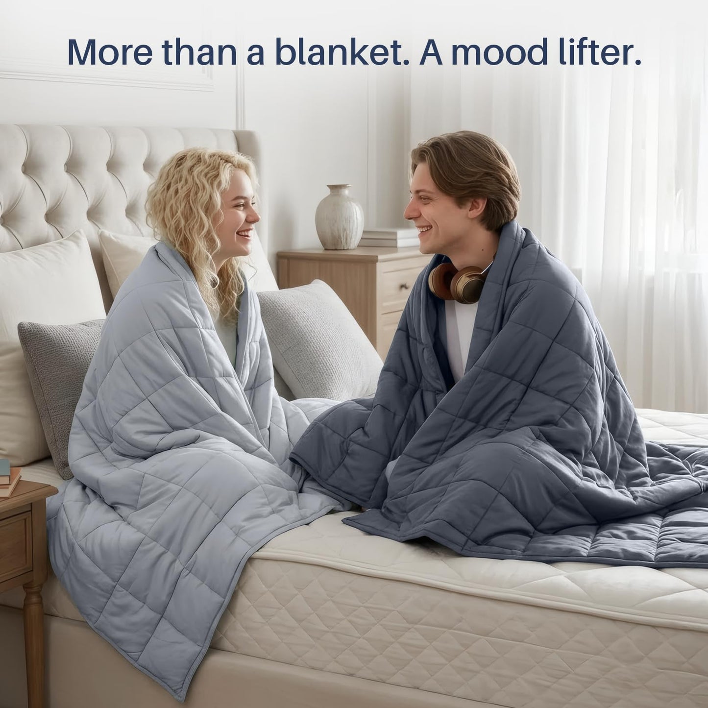 Weighted Idea Weighted Blanket for Adults (Dark Grey,48"x72",15lbs) Cooling Breathable Heavy Blanket with Premium Glass Beads All-Season Soft Thick Blanket