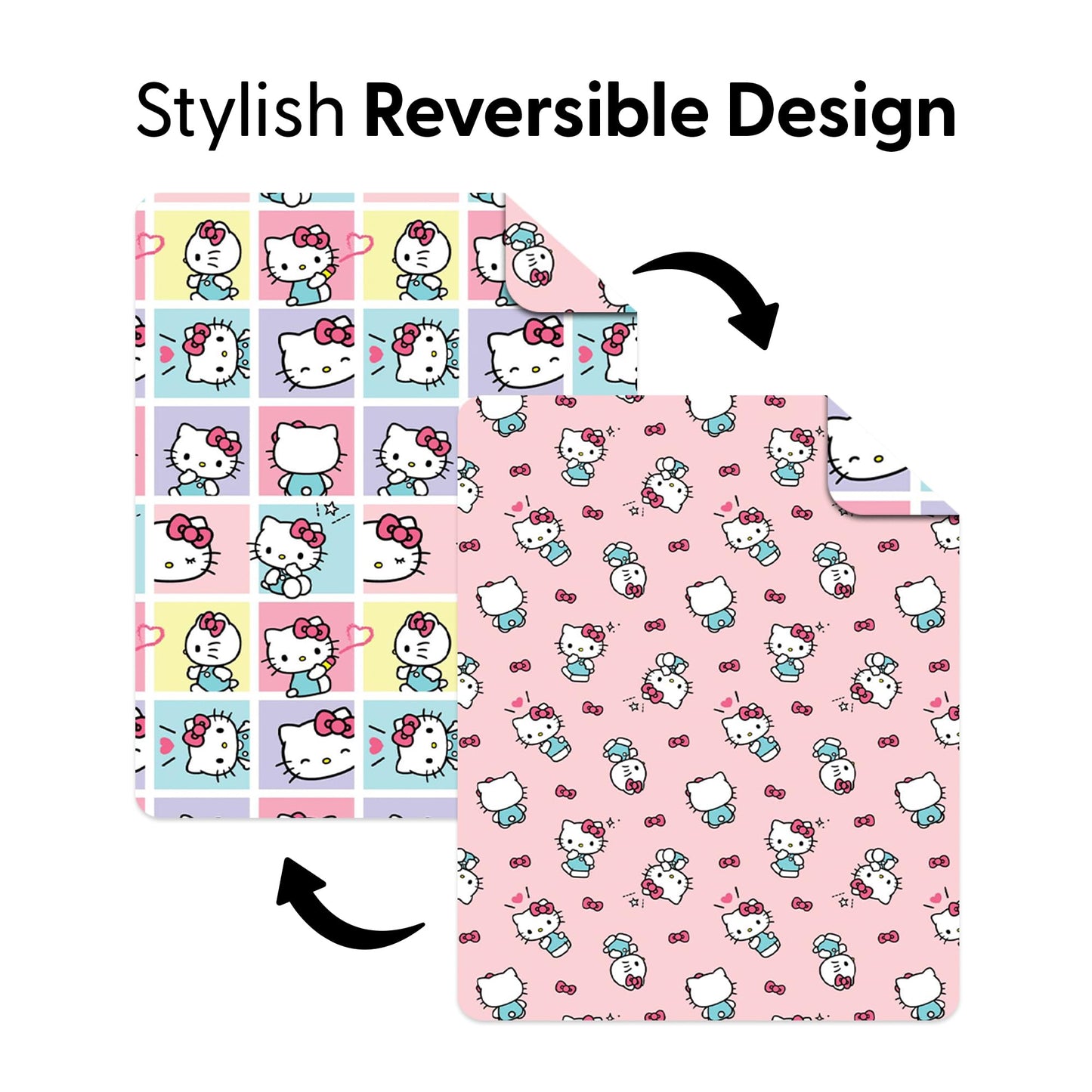 Northwest Hello Kitty Sweet As Can Be Quilted Throw, Comfy Throw, Adults Boys Girls, Soft Lightweight for Chair or Couch, 60 x 80 Inches