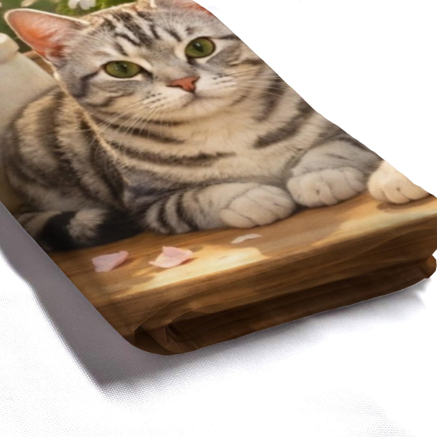 REZHOCH Fun American Shorthair Cat Shower Curtain 72x72Inch Cute Animals Home Bathroom Decor,Spring Summer Floral Window Scene Rustic Farmhouse Plants Soft Pastel Nature Waterproof Bath Set