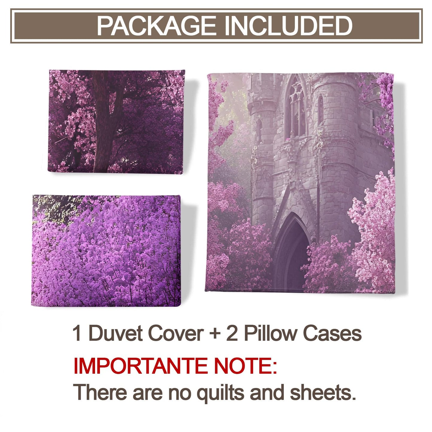 PAISUOQ Girl Duvet Cover, Fantasy Castle Bedding & Duvet Cover King, Mysterious Purple Comforter Set with Zipper, 3 Pieces with 2 Pillowcases, Bedroom Decor & Gifts