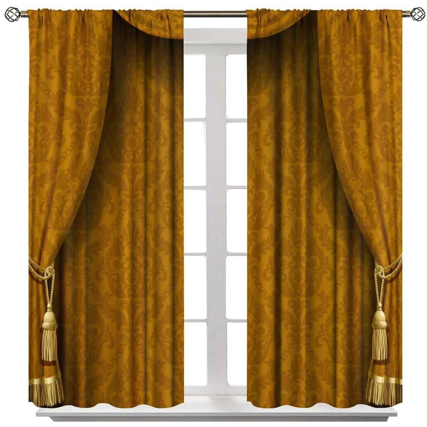 Nitmbi Victorian Curtains，Grand Opening Showroom Cinema Theater Background Print Retro Pattern Drapes Window 2 Panel Rod Pocket Curtain for Bedroom Living Room Decor 20.5" W X 45" L No Blackout