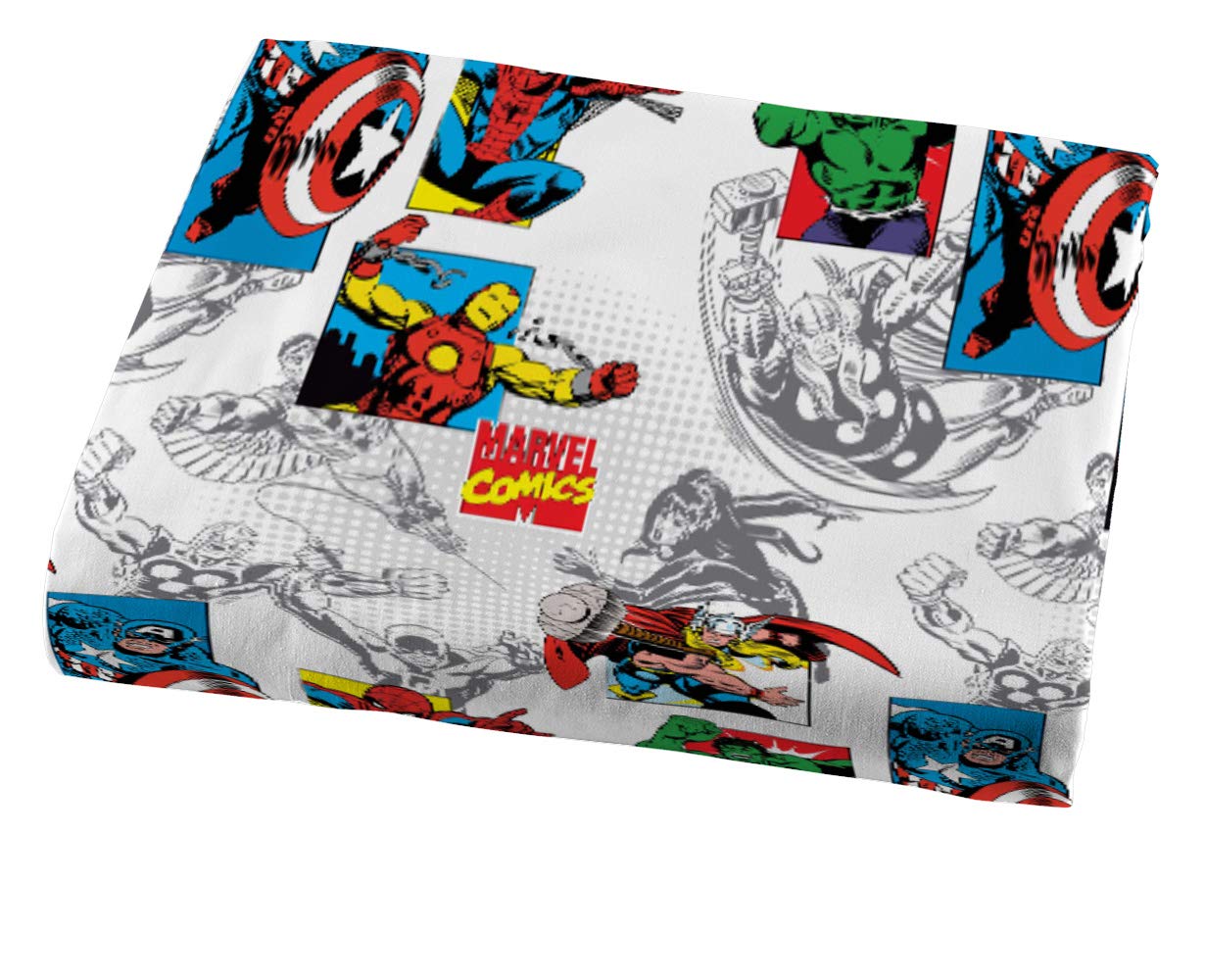 Jay Franco Kids Sheet Set with Fitted, Flat Sheets & Pillow Cover - Ultra-Soft Bedding with Pillowcase for Room Decor, White - Avengers, 3 Piece Twin