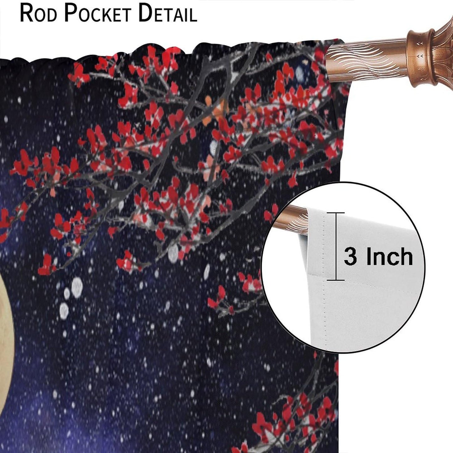 Koi Asian Oriental Cherry Blossom Moon Sea Wave Pattern Curtains for Bedroom Living Room Kitchen - Blackout Privacy Noise Reduction - 42x45 Inches 2 Panels