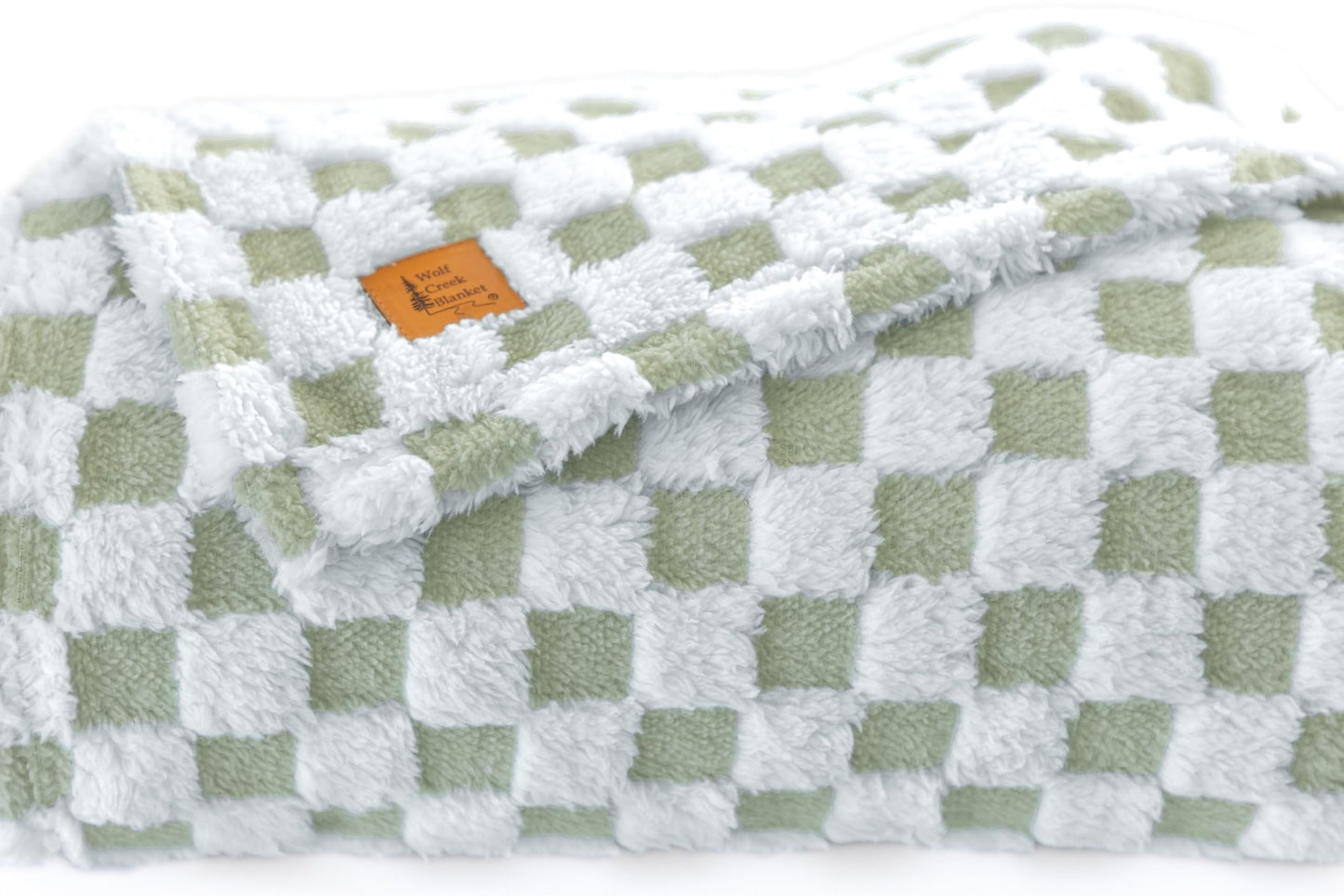 Sage Green & White Fuzzy Fun 3D Checkered Throw Blanket – Ultra Soft Shaggy Fleece for Cozy Comfort. Beautiful Gift for Women with Style 50 x 65 inches.