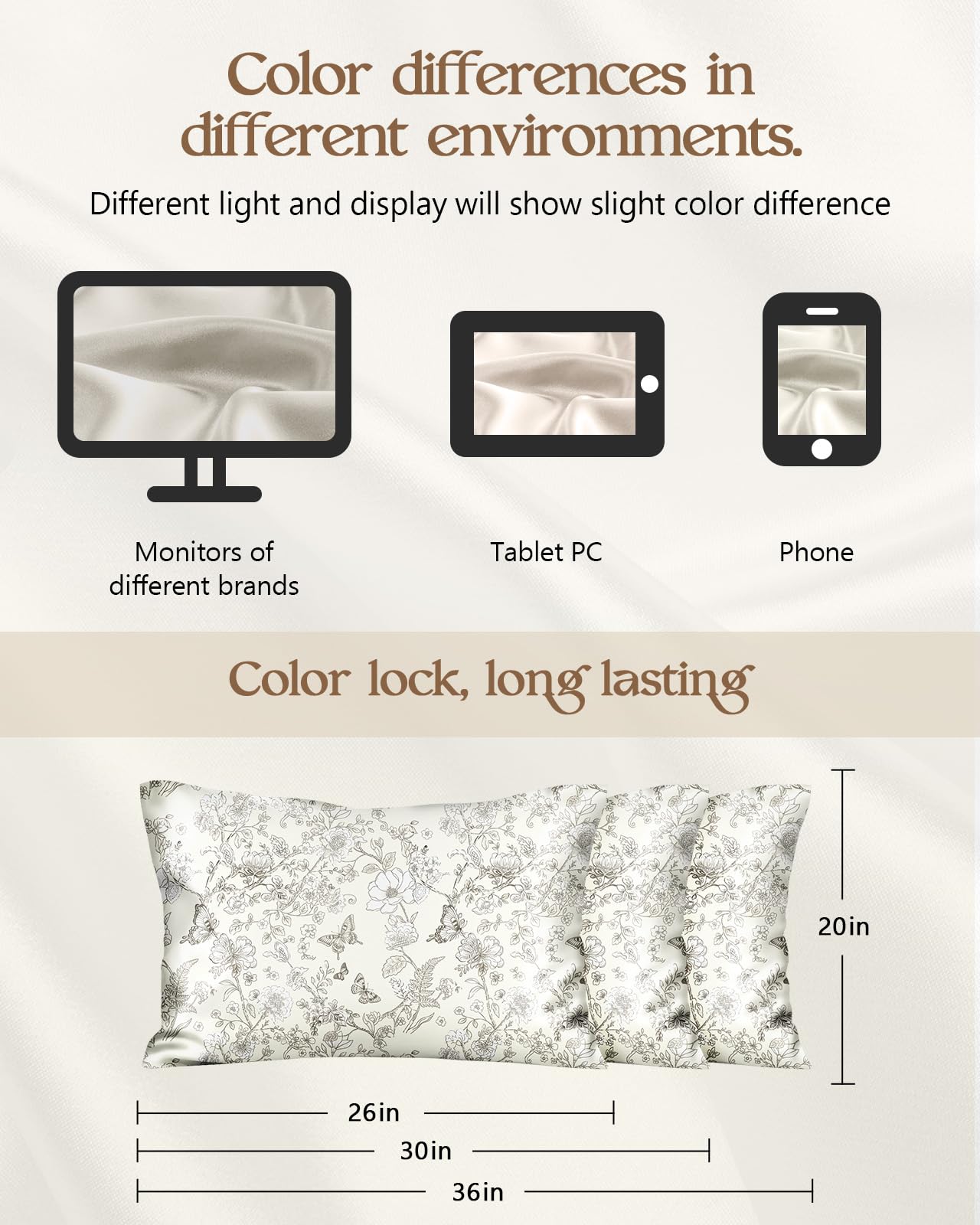 Miss Adola Silk Pillowcase 2 Pack - Pillow Cases 20" x 30" Queen Size Set of 2 for Hair and Skin Smooth Soft Breathable with Hidden Cute Zipper Cooling Pillow Covers for Sleeping, Butterfly