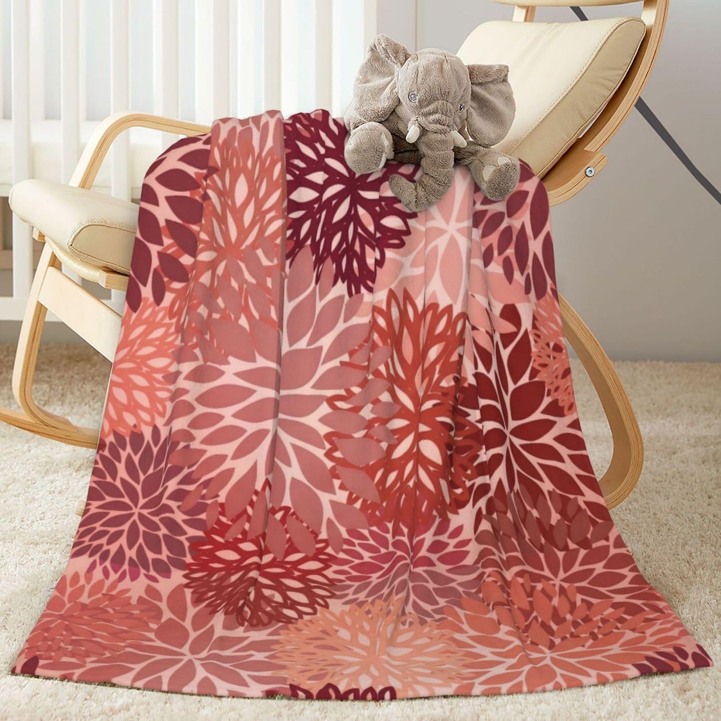 Perinsto Red and Pink Chrysanthemum Floral Throw Blanket Ultra Soft Warm All Season Daisy Flowers Decorative Fleece Blankets for Bed Chair Car Sofa Couch Bedroom 50"X40"