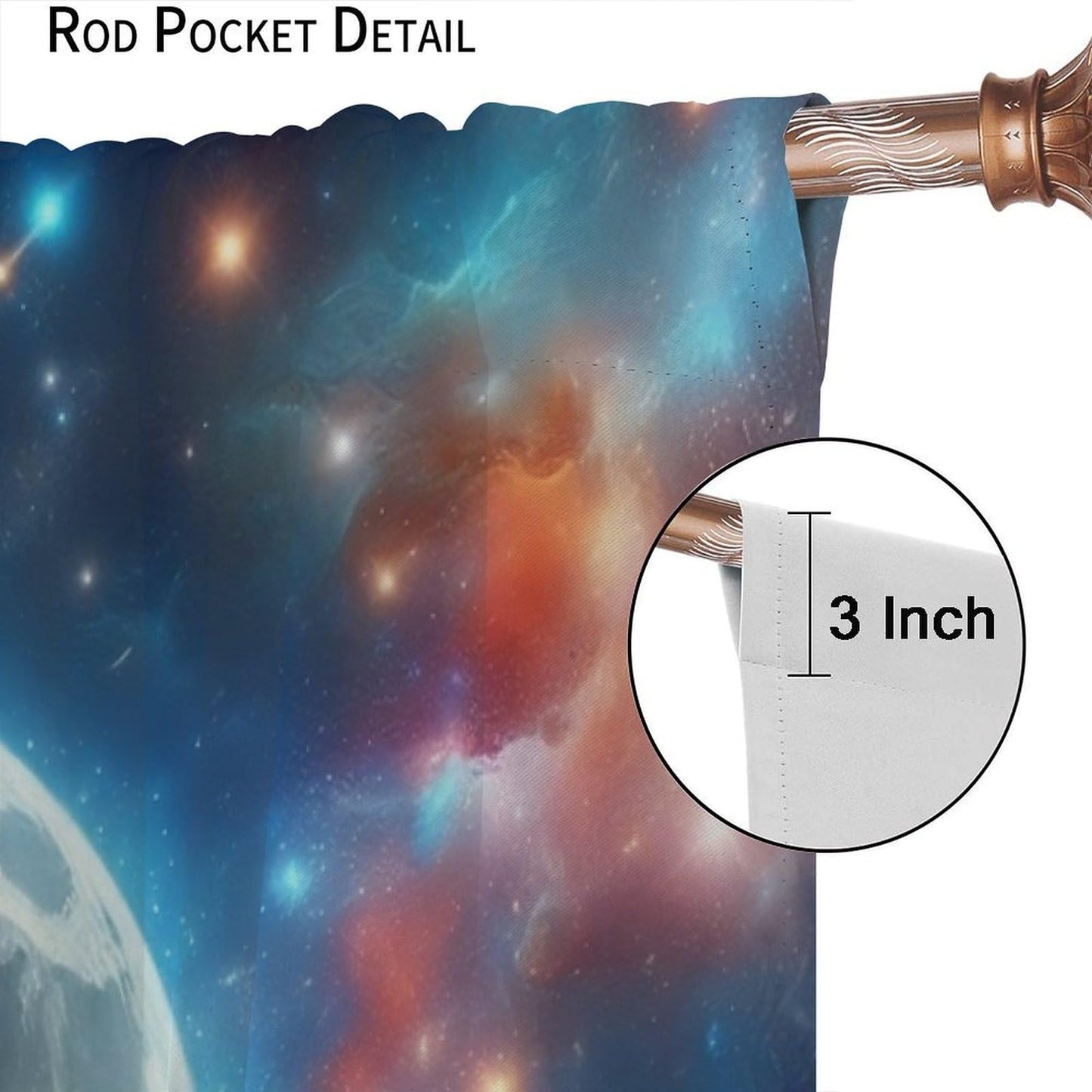 FAOTELY Galaxy Planet Curtains Earth Moon Outer Space Universe Nebula Stars Starry Sky Kids Blackout Window Drapes for Bedroom Living Room Kitchen Cafe Decor （W21xL45 Inch） x2 Panels