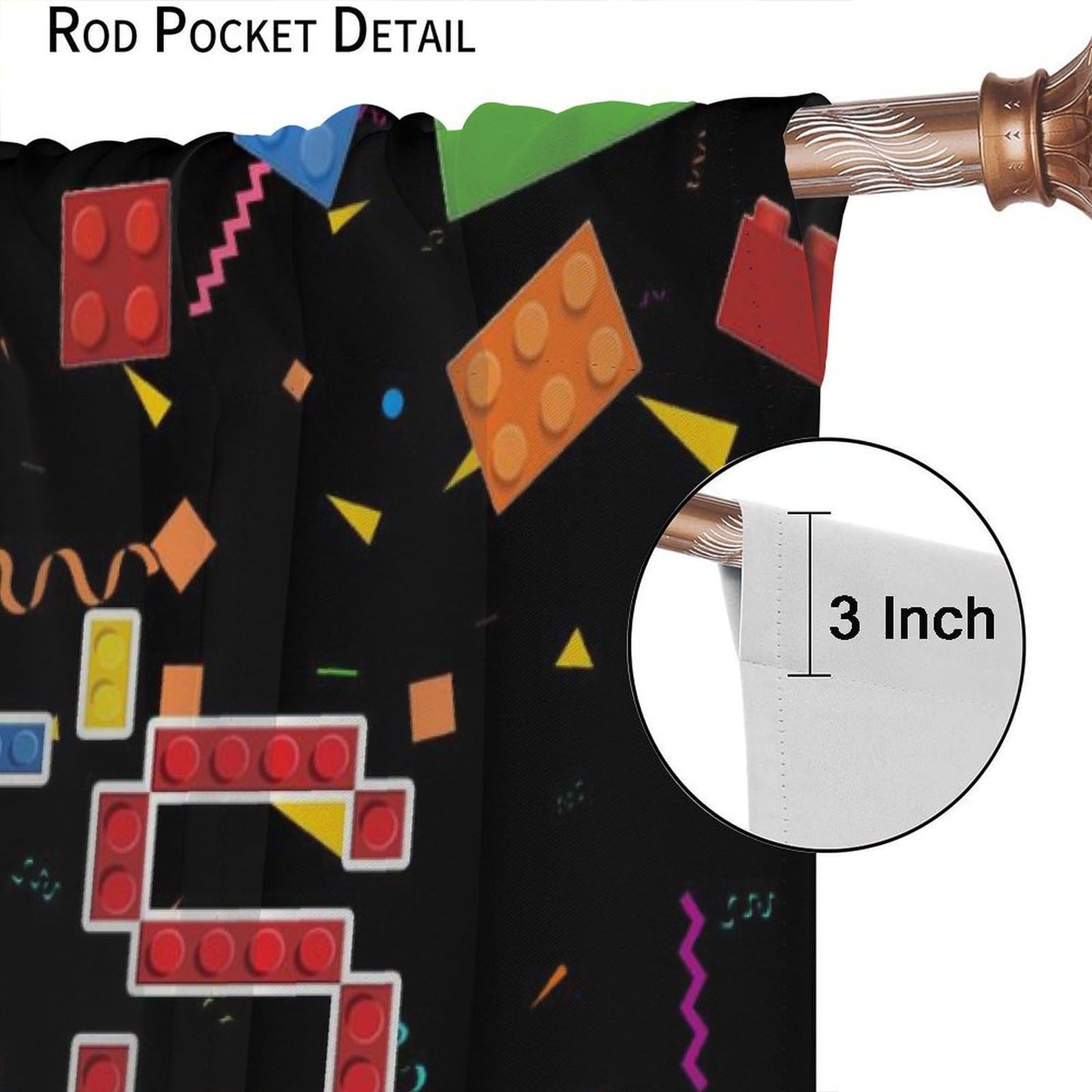 AAVEUP Kids Boys Curtains,Colorful Building Blocks Toys Plastic Brick Toy Pattern Abstract Contour Printed Window Drapes for Boys Room Living Room Nursery Party 42x44.5in（No Blackout）