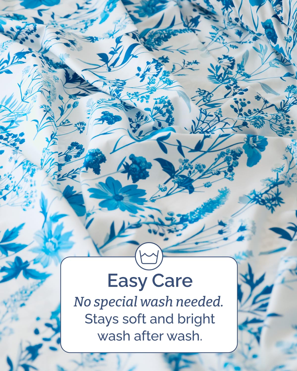Floral Sheets - White & Blue Bed Sheet Set - 1 Flat, 1 Fitted & 2 Pillowcases w/ Deep Pockets - Comfy, Cozy, Wrinkle & Fade Free - Boho Botanical Bedding - Soft, Breathable & Cooling - Full Size Set