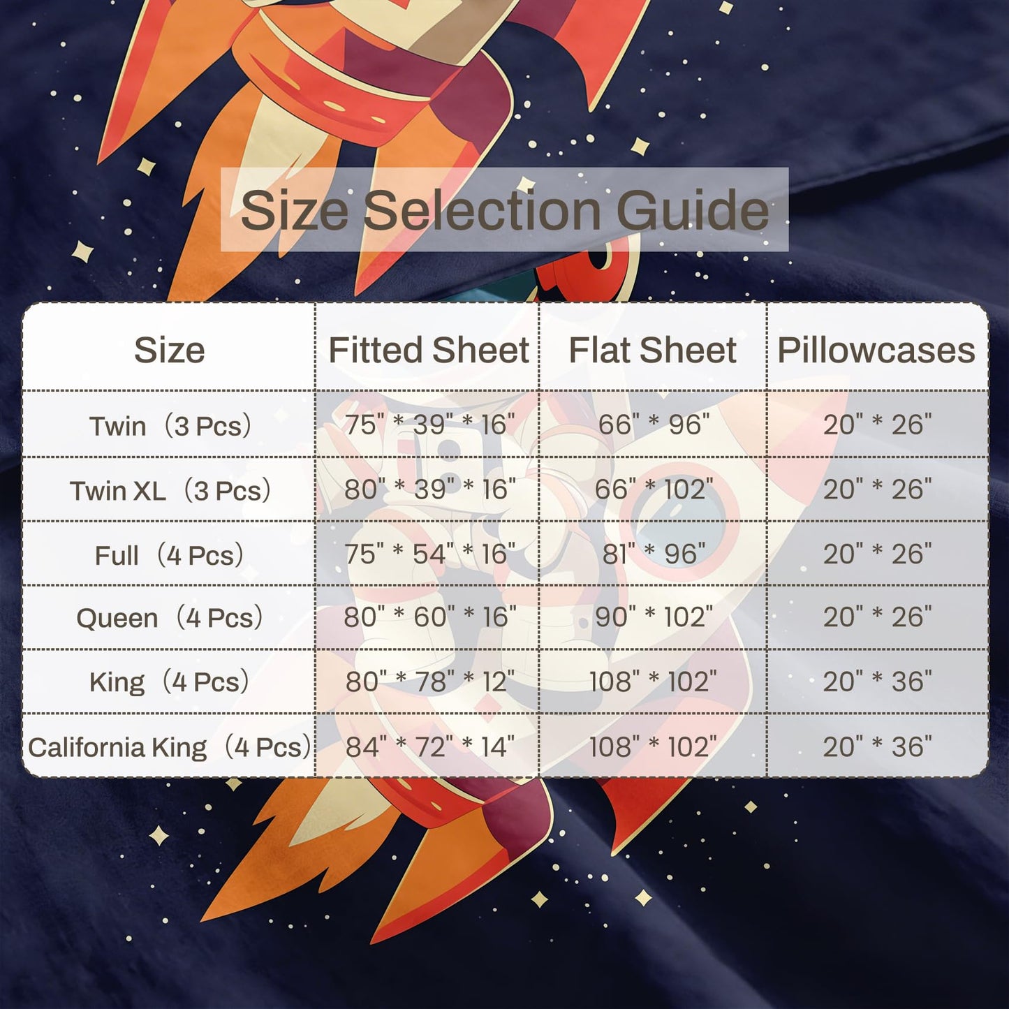 Astronaut Queen Sheet Set Kids Rocket Ship Flat Fitted Sheet Sets
