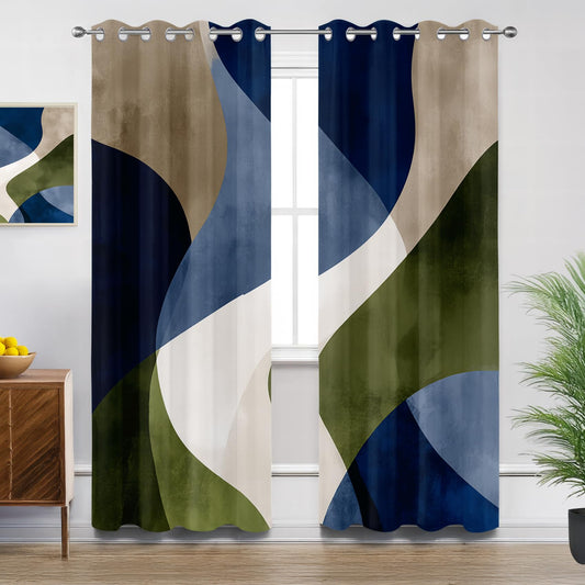 Solvivae Abstract Art Blackout Curtains for Bedroom Living Room, Modern Abstract Elegant Patterned Window Treatments, Room Darkening Thermal Insulated Grommet Drapes, 84 Inch Curtains 2 Panel Set