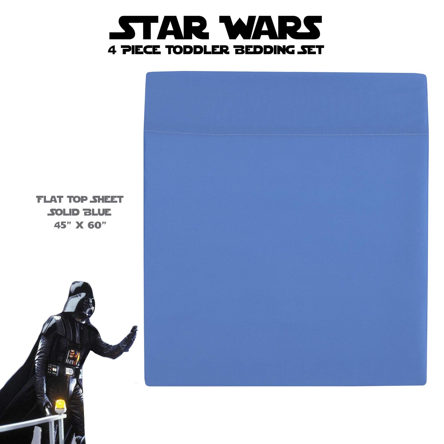 Disney Star Wars Galaxies Await 4 Piece Toddler Bedding Set Fitted Sheet, Pillow Case, Top Sheet, and Comforter Quilt - Blue