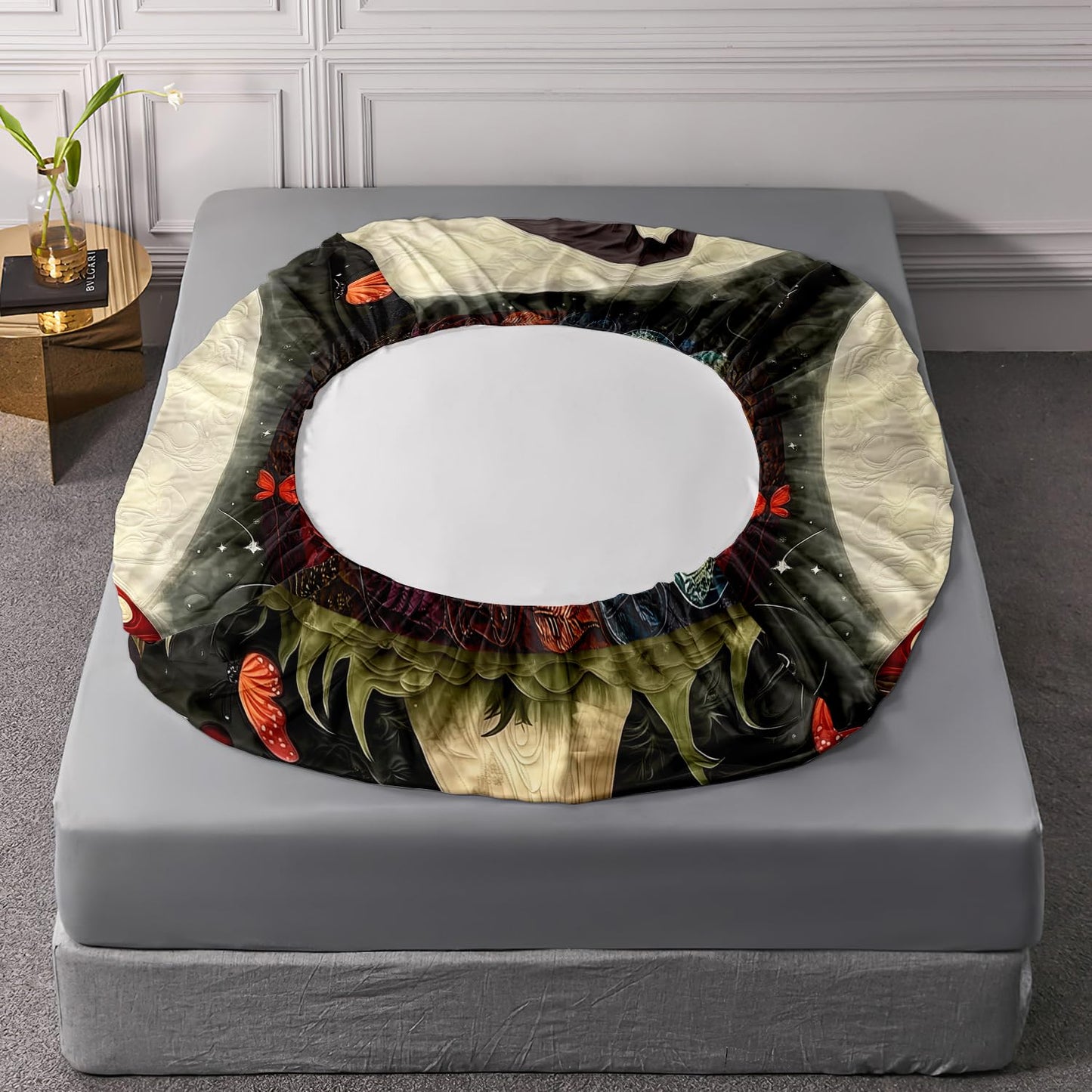 HOSIMA Frog Twin Fitted Sheet,Frog Wearing Witch Hat Sitting on Mushroom,Butterfly Pattern Aesthetic Cute Bedding for Kids Boys Girls Halloween Room Decor,1 Fitted Sheet+2 Pillowcases.