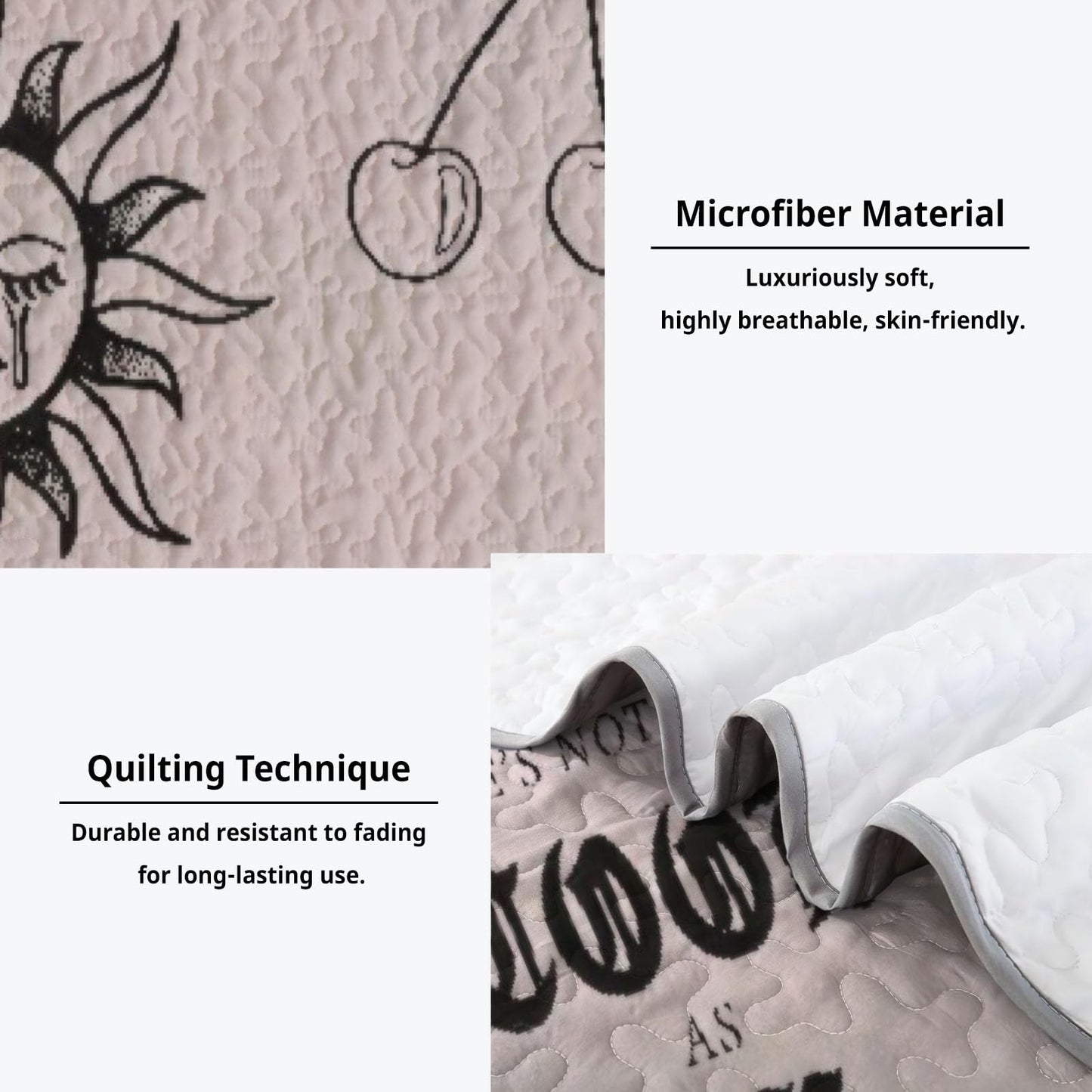 Allenjoy King Size Dream Pop Artist Quilt Bedspreads Melancholic Storyteller Bed Set Bedding Coverlet Fabric Washable with 2 Pillowcases SC00171-007
