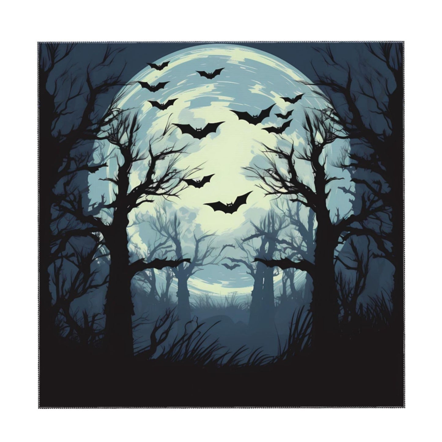 Entemne Square Table Cloth 55x55 Inch Halloween Moon Forest Tree Bats Tablecloth Washable Soft Wrinkle Free Dust Proof Card Table Cover for Tea Party Picnic Kitchen Dining Decor